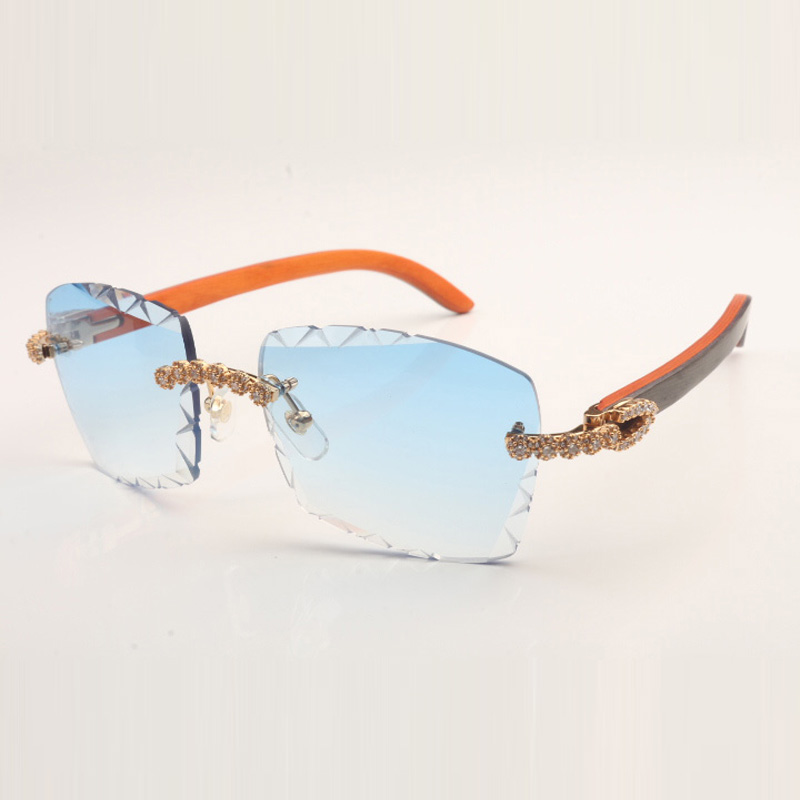 New Design Bouquet Diamonds Hand Carved Seasonal Fashion Sunglasses 3524029 Assorted Colors Wood Temples and 58mm Cut Lens Thickness 3mm Free exp
