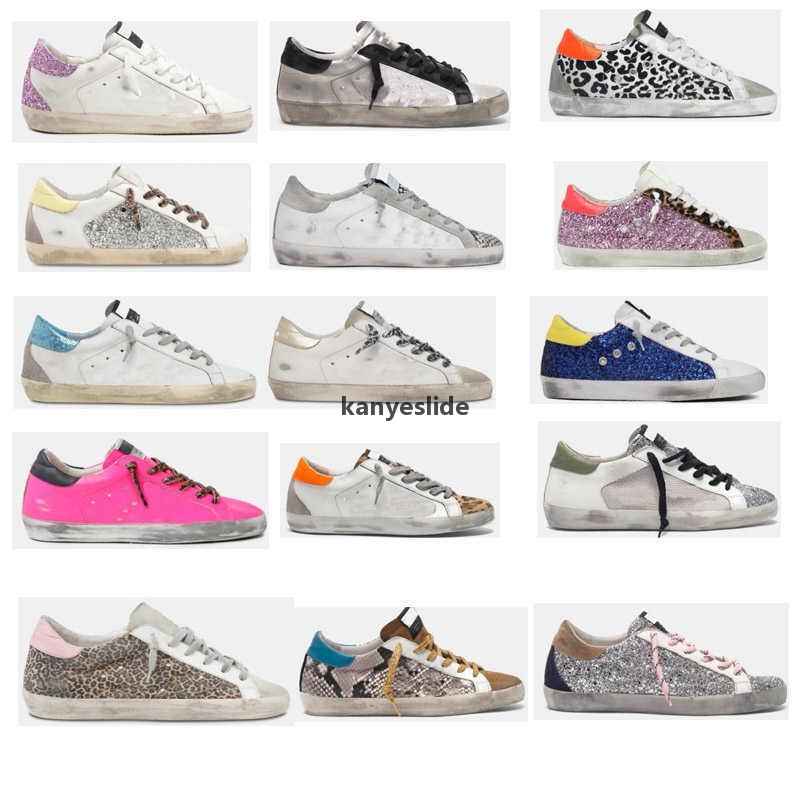 2022 Chaussures de cr←ateurs sandal mode super star hi d←contract← chaussures dor←es / goose / baskets Gletter en cuir camo-imprime