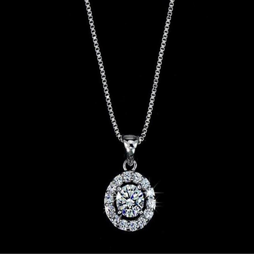 Colliers de créateurs de mode Big Circle CZ Diamond Pendant Collier avec chaîne de boîte pour femmes Blanche Zircon Jewery For Wedding Party256G
