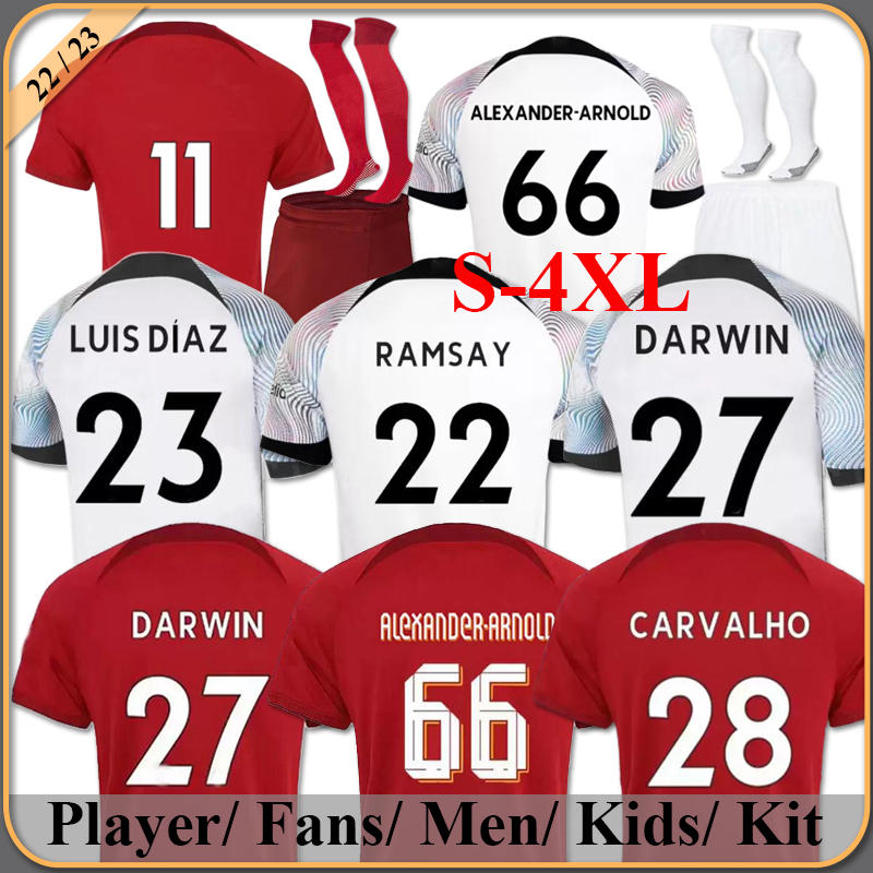 

21 22 23 season home away 3rd DARWIN soccer jerseys 2022 2023 Mohamed Diogo Luis DIaz Alexander Arnold football kit tops shirts men kids uniform, 22/23 home player