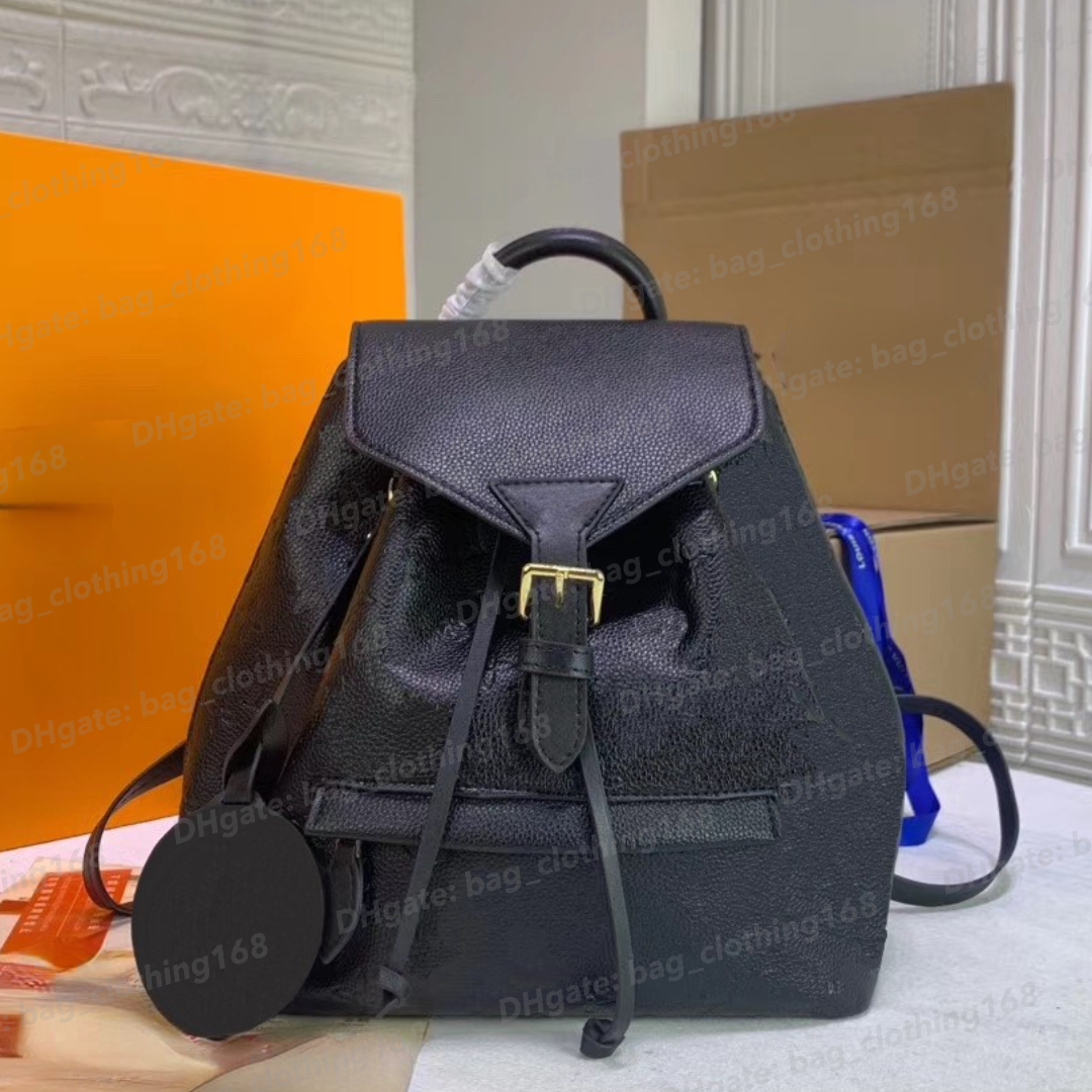 

Womens Designer Bag Travel Backpack Black Luxurious Bag Real Leather Flowers Embossed Drawstring Khaki Fashion Backpacks Handbag Women Bucket Bags, Customize