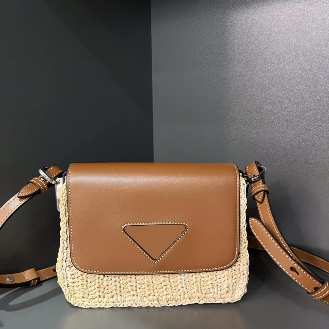 

2022 New raffia shopping bag handbag female woven western style high quality good texture casual popular single shoulder fashion diagonal bag high-grade fabric, Box