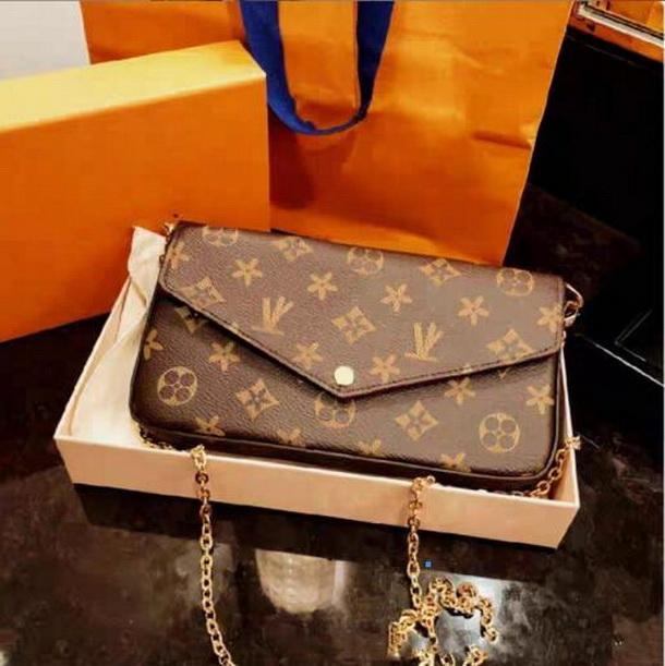 

2022 Fashion Top Quality Leather Patchwork Messenger Bag Women Female Chain Strap Shoulder Bag Ladies Flap Bags Purse With Box dust bagsa BLACK handbags, Black embossing