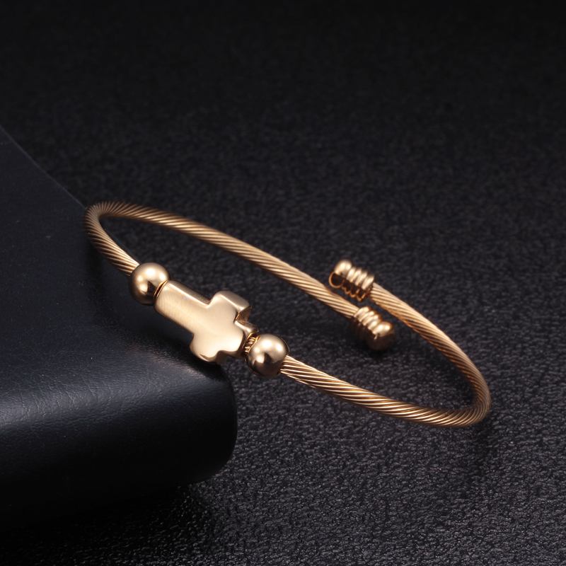 

Link Chain Classic Cross Charm Men Women Cuff Bracelets Trendy Strand Stainless Steel PulseraLink