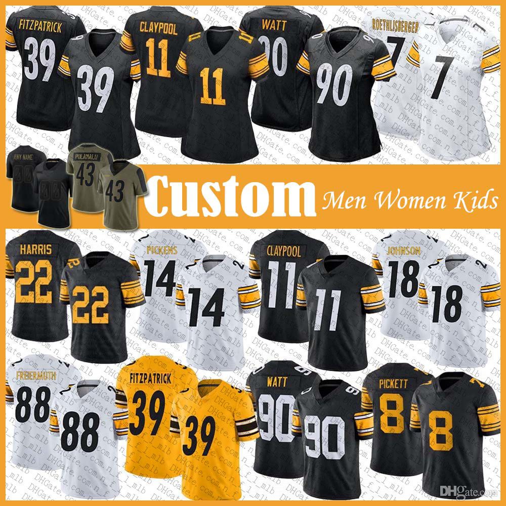 

8 Kenny Pickett 22 Najee Harris Jersey 90 T.J. Watt Custom Football 39 Minkah Fitzpatrick Chase Claypool Pat Freiermuth Diontae Johnson George Pickens Christian Kuntz, Custom women+patch(g r)