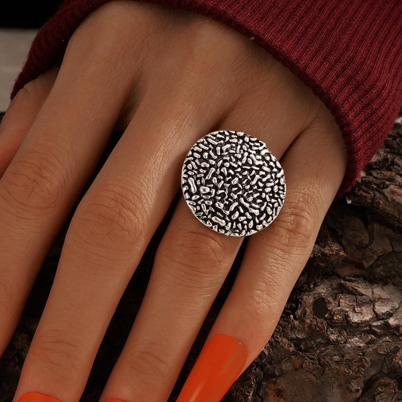 

Wedding Rings Simple Exaggerated Antiqued Gold Color Statement For Women Men Black Chunky Finger Ring Vintage JewelryWedding