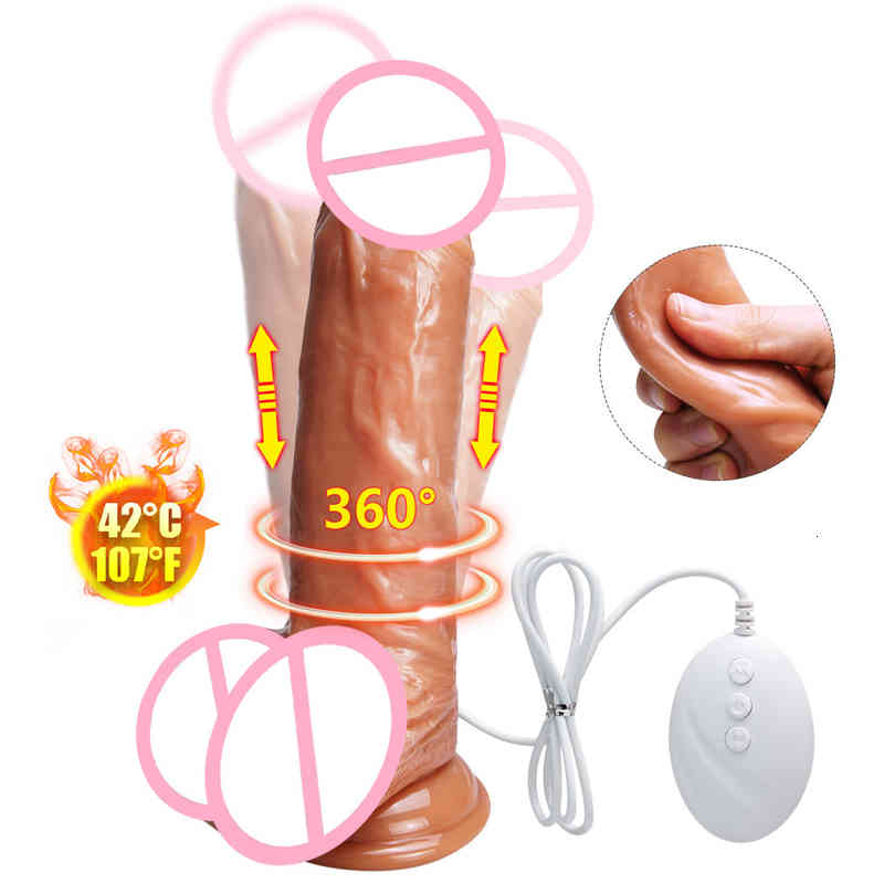 Sex Toys Cock Big Vibrator Automatic Telescopic Heating Penis Suction Cup Realistic Dildos Women Vagina Stimulator g Spot Massager