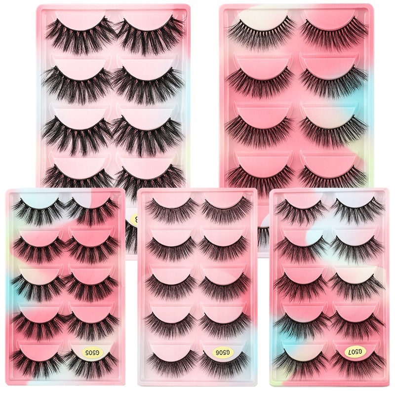 Thick Multilayer 3D False Eyelashes Soft & Vivid Messy Crisscross Hand Made Reusable Winged Fake Lashes Extensions Makeup for Eyes Easy to Wear D-image-792111795