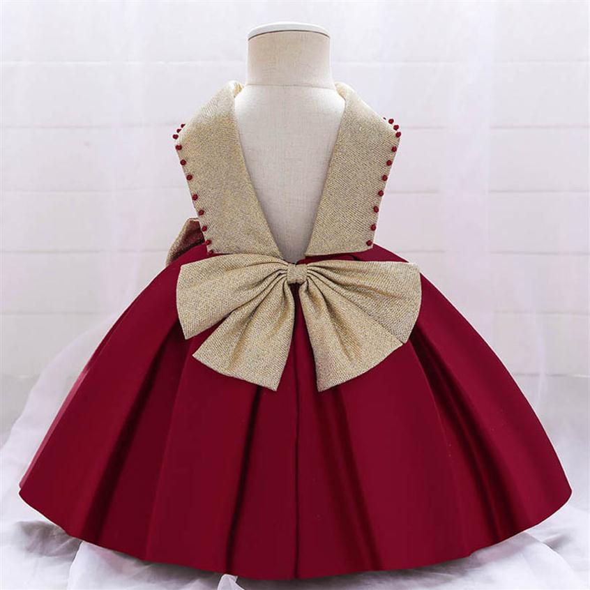 Robes de fille 1ère robe d'anniversaire pour bébé fille princesse puttishirt long bowknot fête des enfants vêtements pour tout-petits vêtements 0