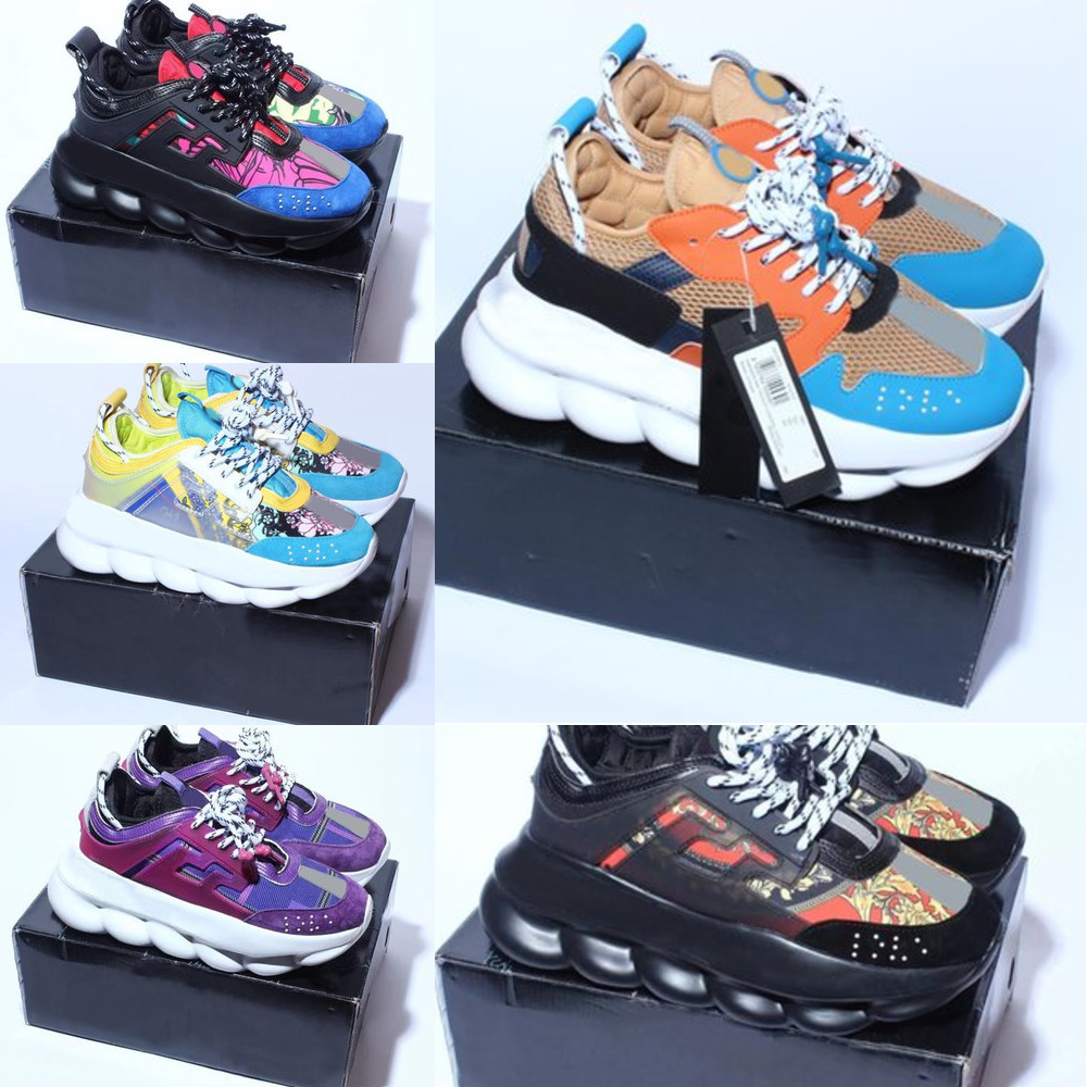 Designer Italie Casual Chaussures Baskets réfléchissantes Hommes Femmes Sneaker Chaîne Chaussure Multi-Couleur Daim Floral Léopard Triple Noir Fl