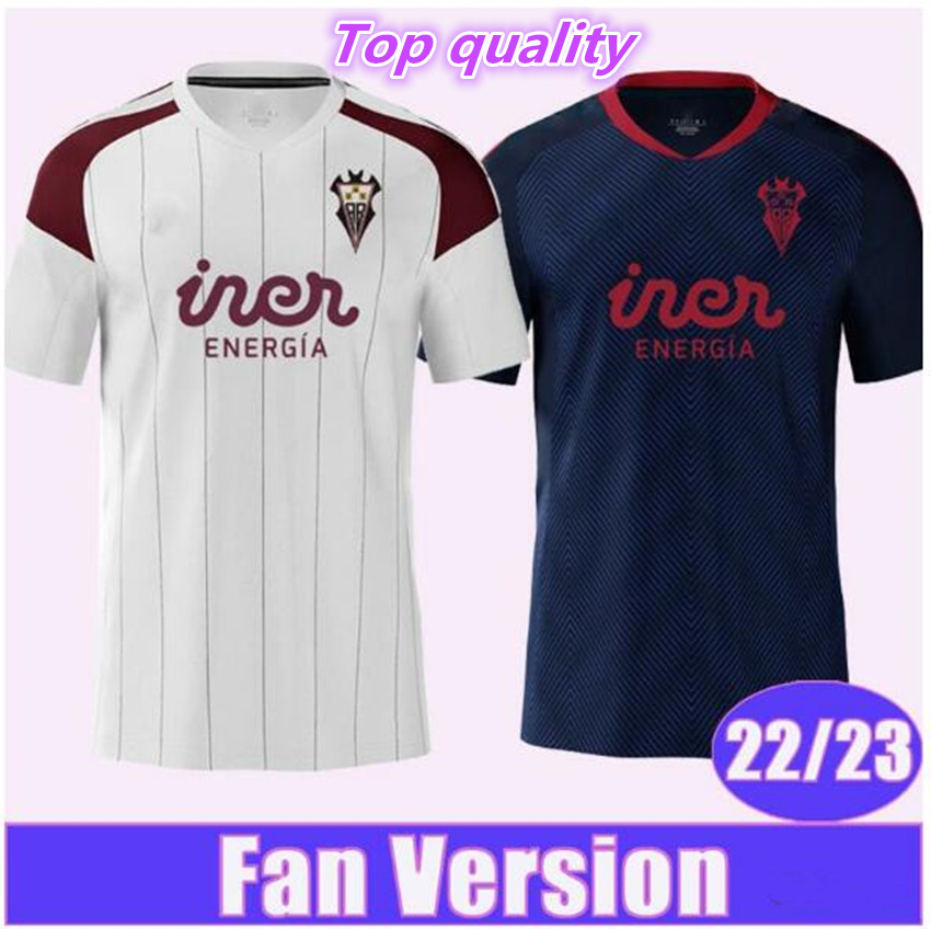 

22 23 Albacete Balompie M FUSTER Mens Soccer Jerseys BOYOMO JUANMA RUBEN M HIGINIO RIKI 2022 2023 Home White Away Football Shirt Short Sleeve Uniforms