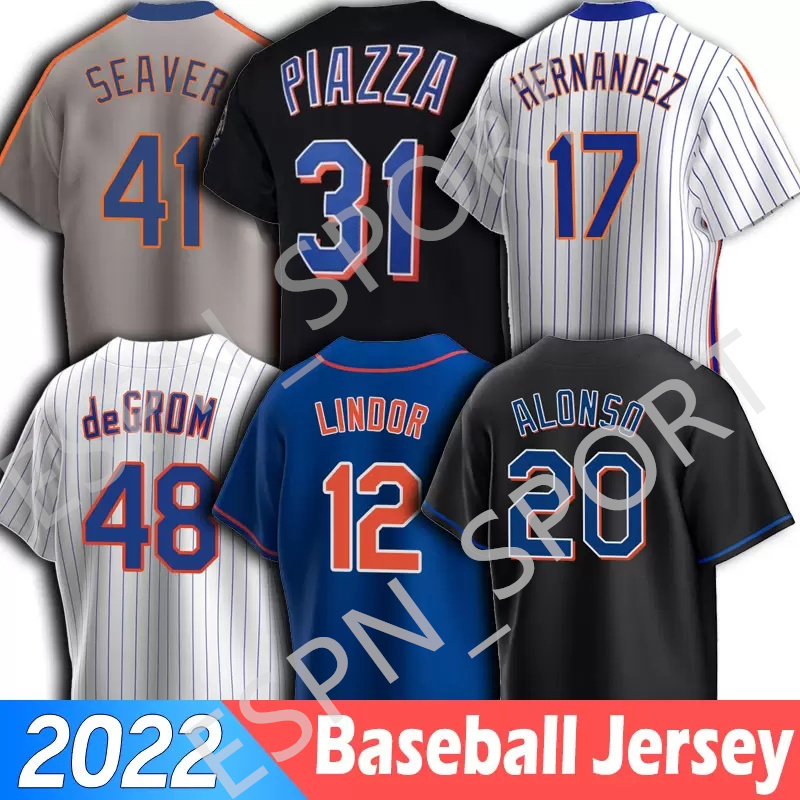 

#48 Jacob deGrom Mets Baseball Jersey Scherzer Starling Marte Pete Alonso Lindor Strawberry, Mens nk logo