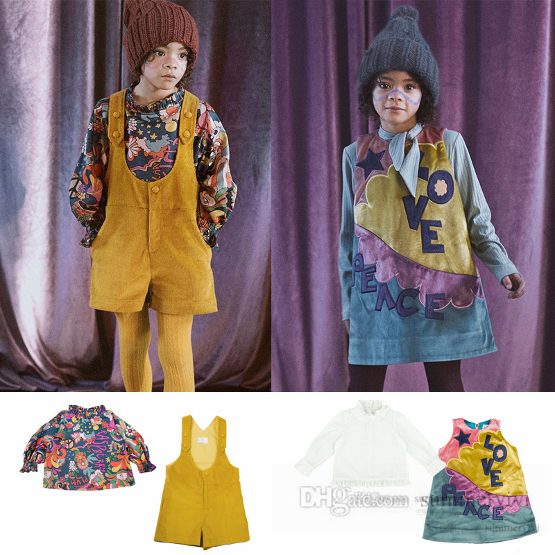 

Autumn kids letter embroidery vest dress girls patchwork color velvet A-line dresses 2022 children all-matching princess clothes Q7985, As showed