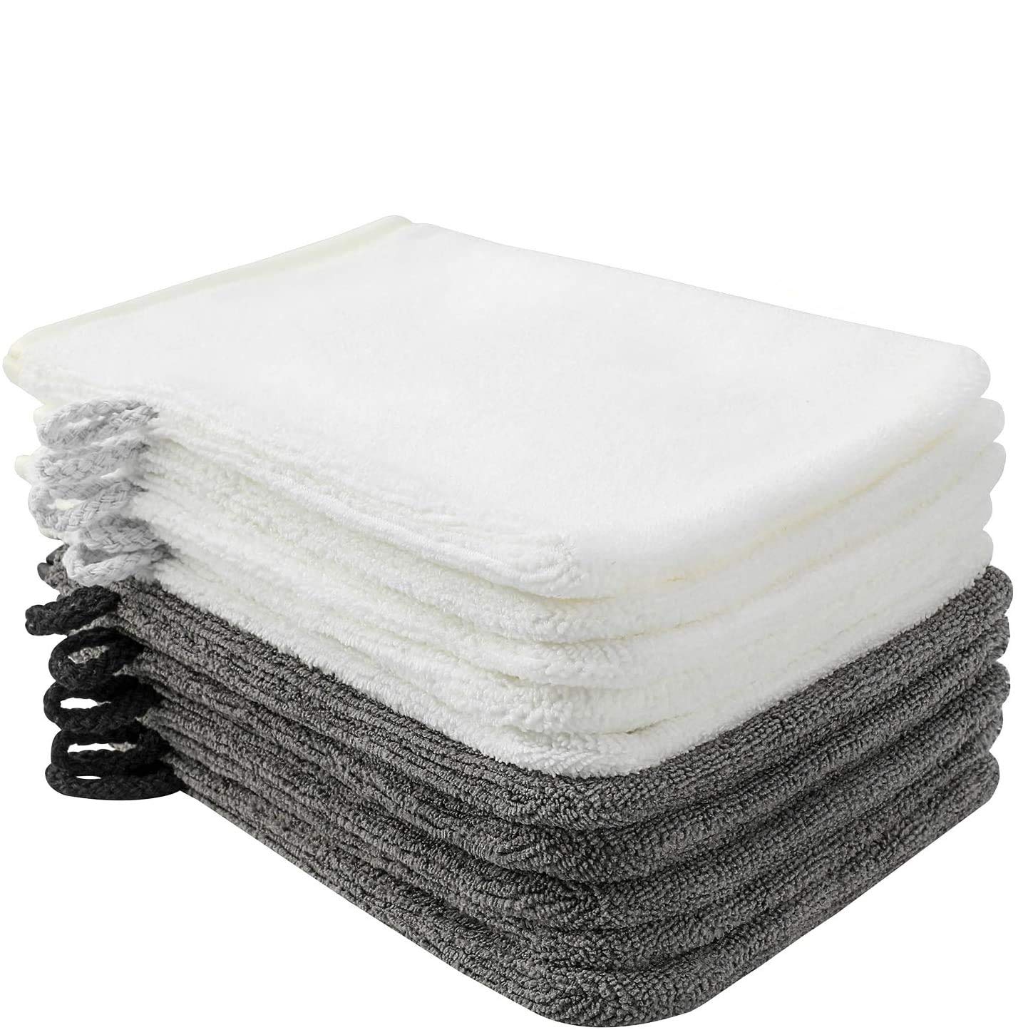 

Cleaning Gloves Microfiber Body Wash Mitts Soft Face Mitten Bath Spa Cloth Reusable Makeup Remover Mitt Gloves European Style 6x8inch White and Grey amdzY