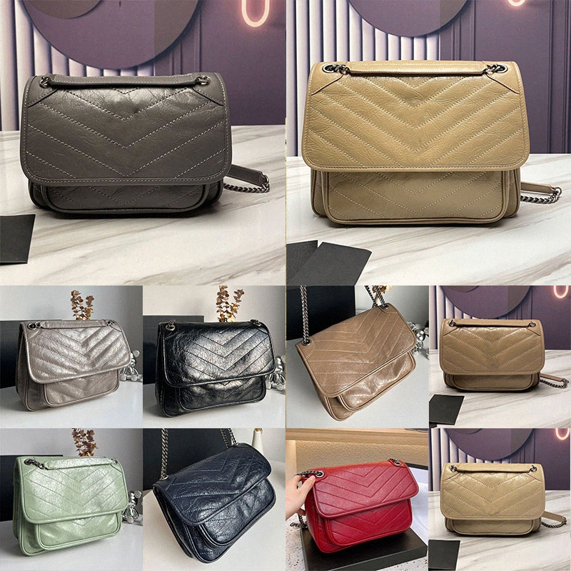 

Niki baby Chain bag in crinkled vintage leather Womens Shoulder Bags Classsic Clutch convertible strap Flap Bag Designer Crossbody Shopping Handbag W7eI#