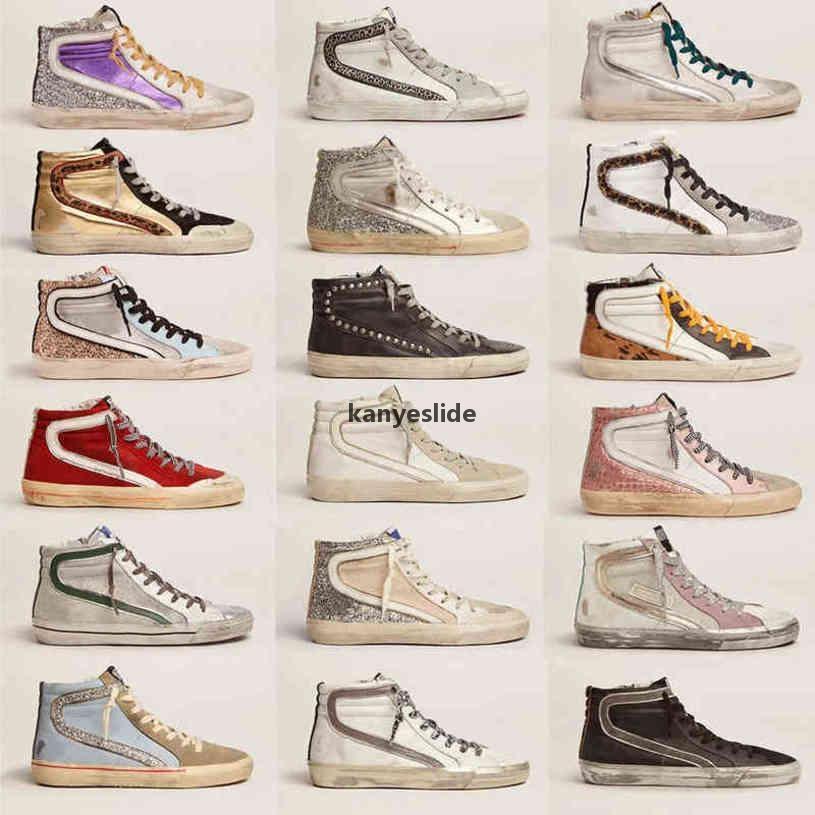 

2022 Designer Shoes Sandal New Retro Release Fashion Women High Top Shoes Mid Slide Super Ball Star Golden/Goose/Sneaker Luxury Sequin Classic kG, #01