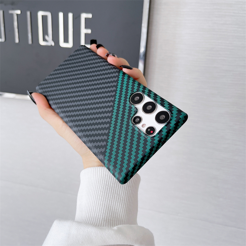 

Ultra Thin Carbon Fiber Texture CaseS for Samsung Galaxy S22 S23 Ultra S22Plus Luxury Hard PC All-inclusive Cover, Black white