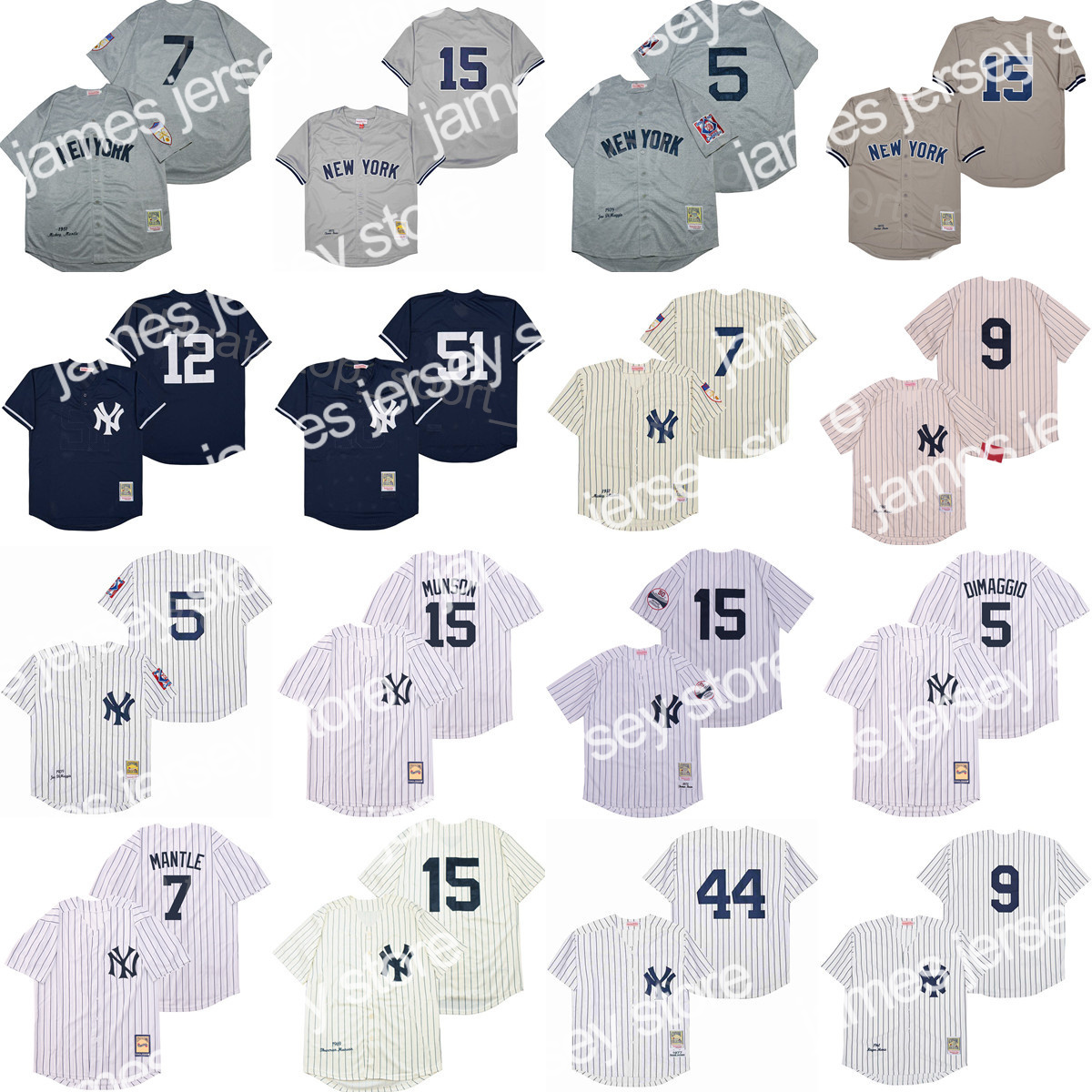 

New Yorks Tees Yankees 24 1969 1973 1977 Retro Baseball 15 Thurman Munson Jerseys 12 Wade Boggs 99 Aaron Judge 5 Joe DiMaggio 9 Roger Maris Pinstripe White Grey Navy, 1961 retro