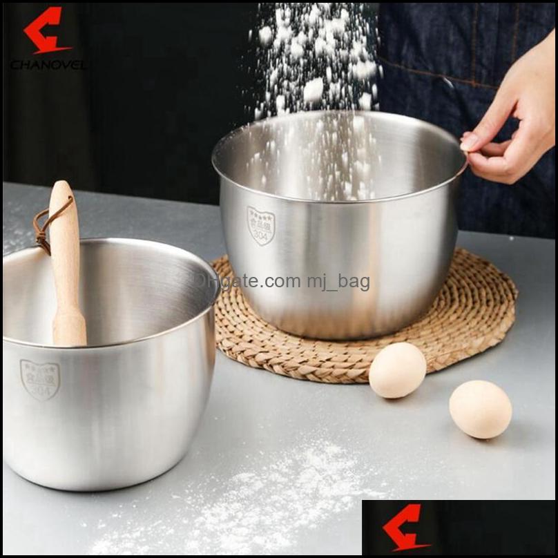 bowls 2x stainless steel 304 mixing bowl deep design cooking baking cake bread salad kitchen mixer bowl, 3600ml & 2800ml