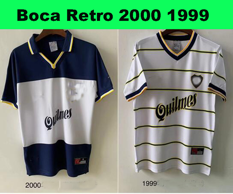 

99 00 94 Boca Juniors Retro Soccer Jerseys Maradona Caniggia RIQUELME 2000 1999 vintage PALERMO Football Shirts Maillot Camiseta de Futbol, 99 retro white