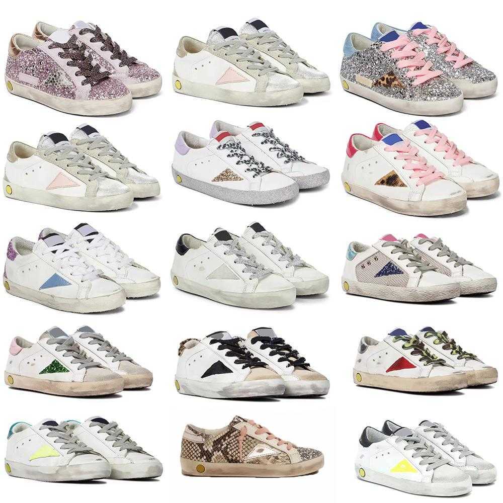 2022 Chaussures de cr←ateurs Sandale blanc Italie Enfants Taille Chaussures d←contract←es pour enfants Do Old Golden Glitter Camo Leather Golden