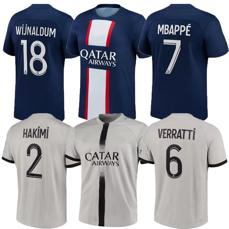 

S-4XL 22/23 MBAPPE HAKIMI soccer jerseys Champions 10th Title SERGIO RAMOS Fourth Maillots de football shirt 2021 2022 2023 MARQUINHOS VERRATTI PSGs sock Full sets, Away