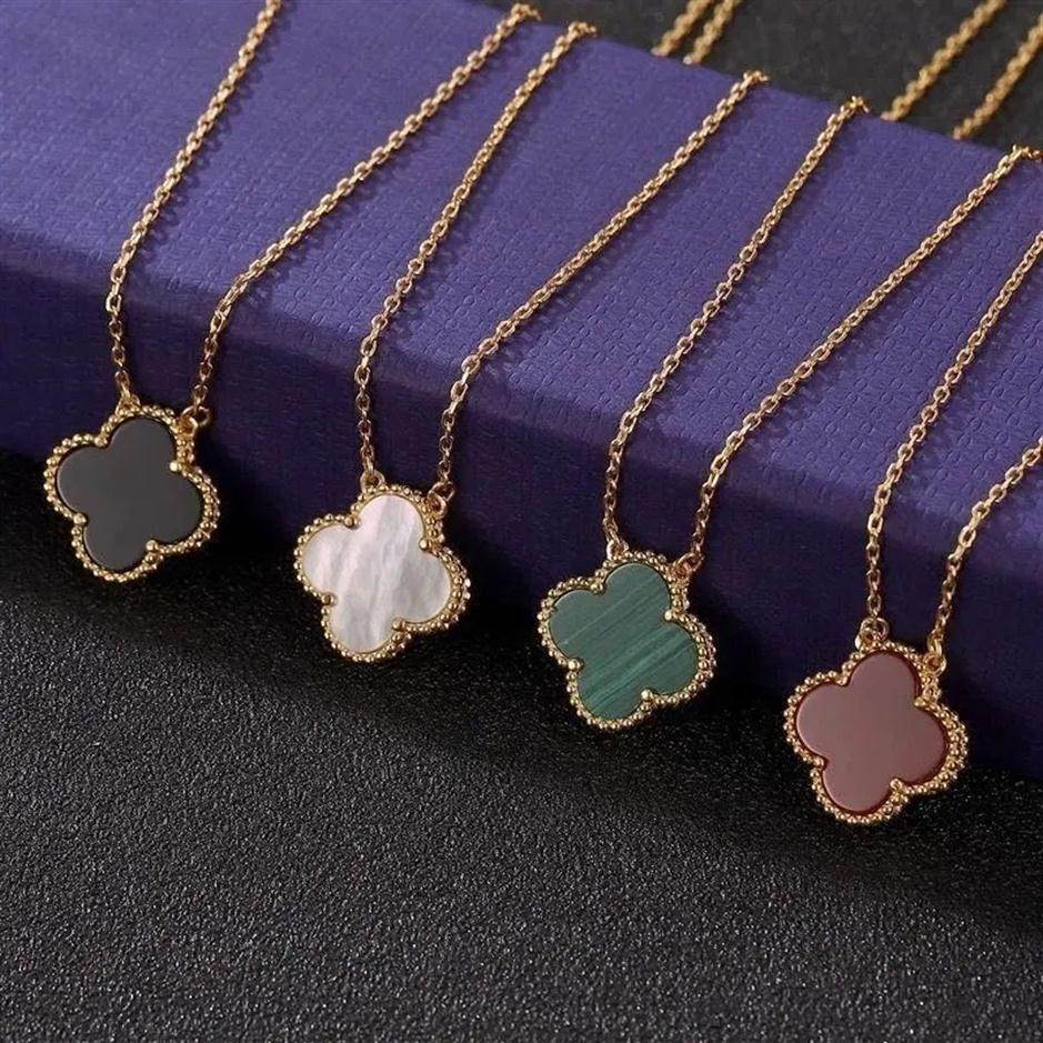 

S999 sterling silver four-leaf clover necklace female 18K rose gold pendant female light luxury premium agate VCARA45900266f