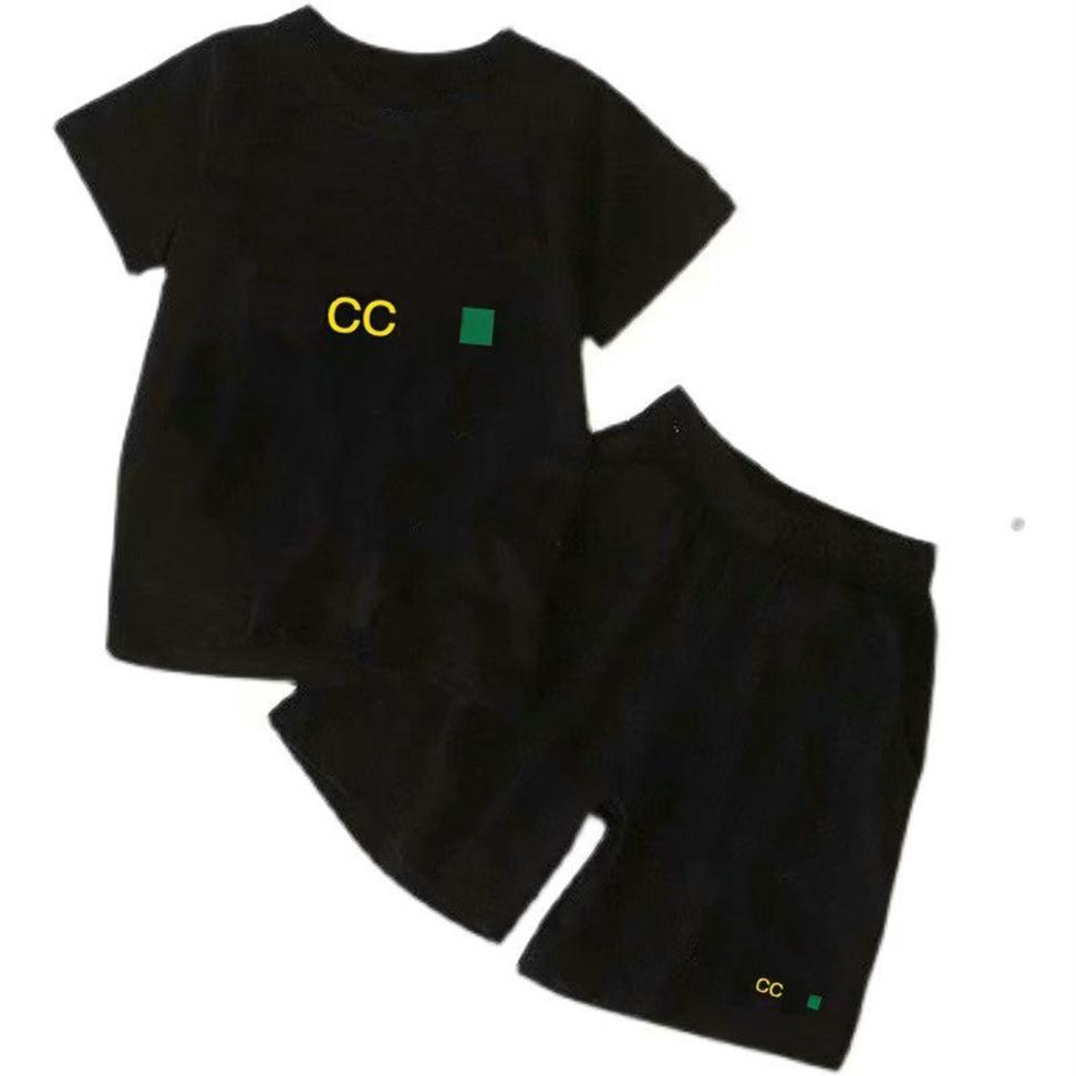 

In stock Luxury Logo Designer Boy T-Shirt Pants 2-10 Years Set Brand Children 2 Piece Cotton Clothing Boys Fashion Apparel220g, Red shirt