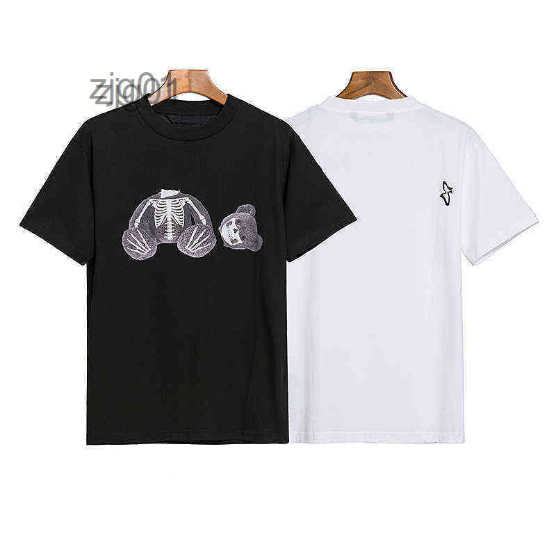 

Designer Luxury High Street Sport Skull Bear T Shirt For Men Women Brand Loose Tees Palm Fashion Angels Clothing, White