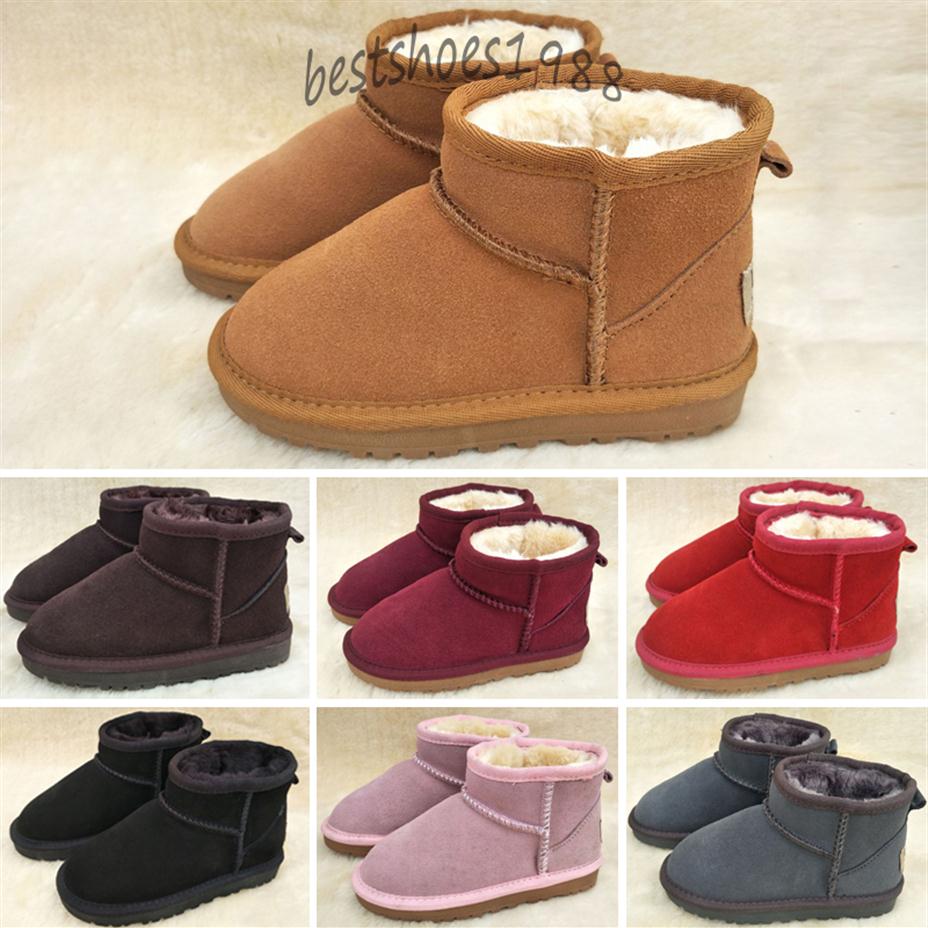 designer shoes Boys and Girls Style Kids Baby Snow Boots Waterproof Slip-on Children Winter Cow Leather Boots Brand XMAS321w