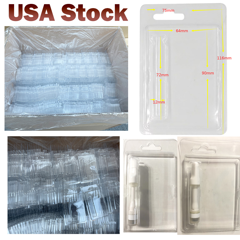 

Clamshell Vape Pen Cartridges Packaging Blister Pack USA Stock 1ML Full Ceramic Vapes Cart 0.8ML Plain Cartridge Custom Box Screw Press M6T G5 Carts OEM Atomizers