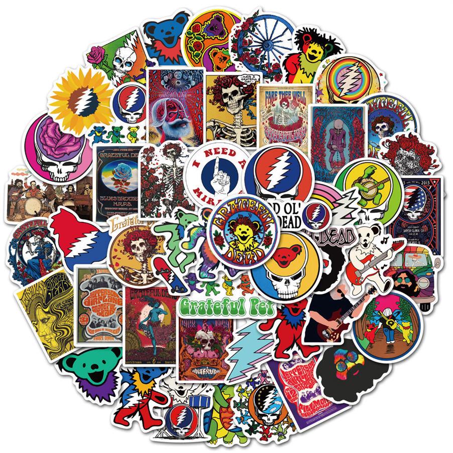 

Waterproof sticker 50PCS Cool Grateful Dead Stickers for Car Bike Motorcycle Laptop Luggage Phone Case Guitar Vinyl Decal Rock Mus257u, Black