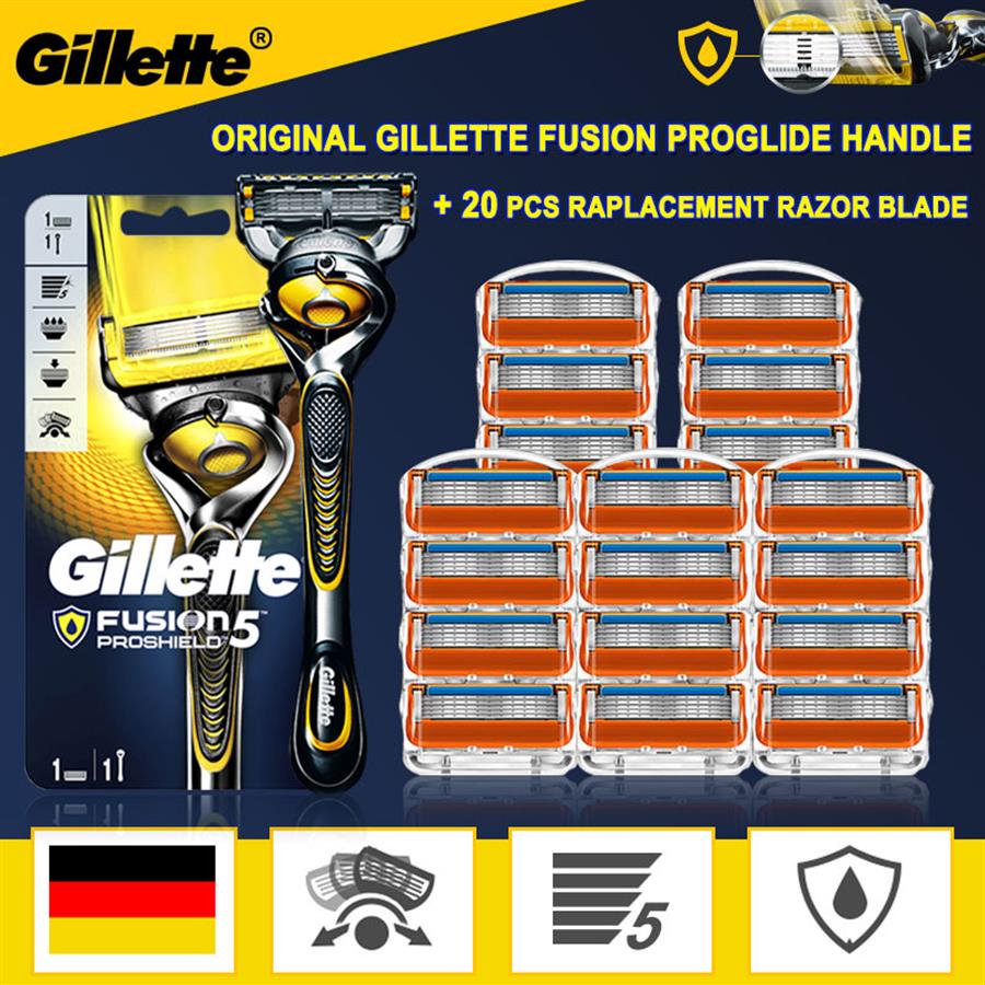 

Gillette Fusion Proshield Original Razor 5 Layers Stainless Steel Handle Holder With Replacement Heads Safety Shaving Cassettes329h