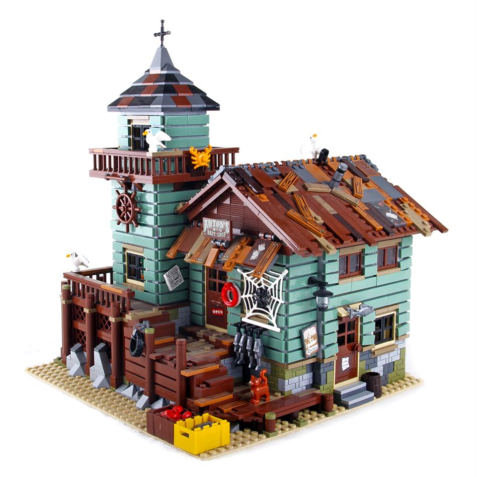 

In Stock 16050 Ideas Movie Series The Old Fishing Store Beach Resort House Building Block Bricks Toys Gift for Children 21310164K