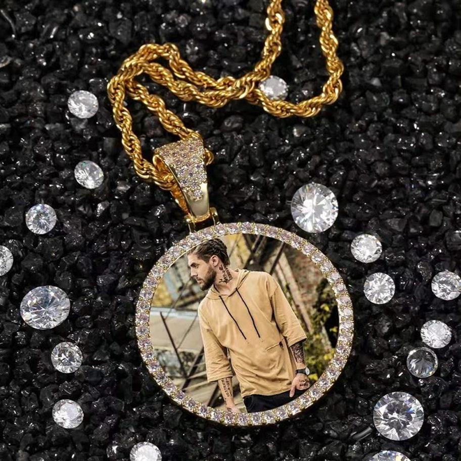 iced out custom po pendant necklaces for men women hip hop luxury designer bling diamond picture pendants couple family jewelry1857