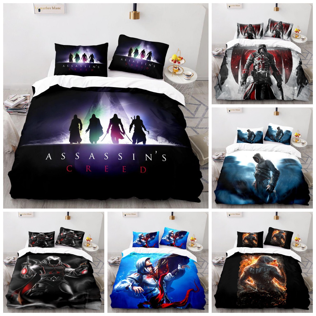 Assassins Creed Ensembles de literie 3D pour enfants et adultes Ensemble de housse de couette classique Queen Cartoon King Twin Full Double Houss