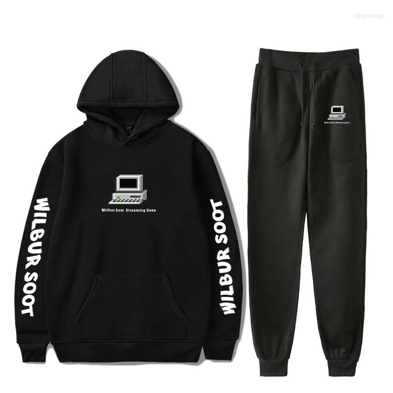 Survêtements pour hommes Wilbur Soot Print Fashion Automne Costume Hoodies Sportswear Sweat à capuche Cheville Banded Pant Deux pièces Set Street