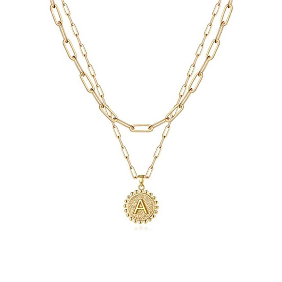 Colliers pendants Collier initial plaqué or pour les femmes en papier délicat de la chaîne de papier coupé de monnaie