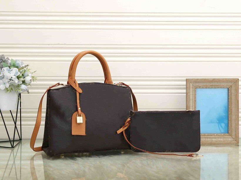 

Designers Handbags Purses 2pcs/set MONTAIGNES Bag Women Tote Brand Letter Embossing Leather Crossbody Shoulder Bags Louiseity Purse Cross body Bag, Extra shipping