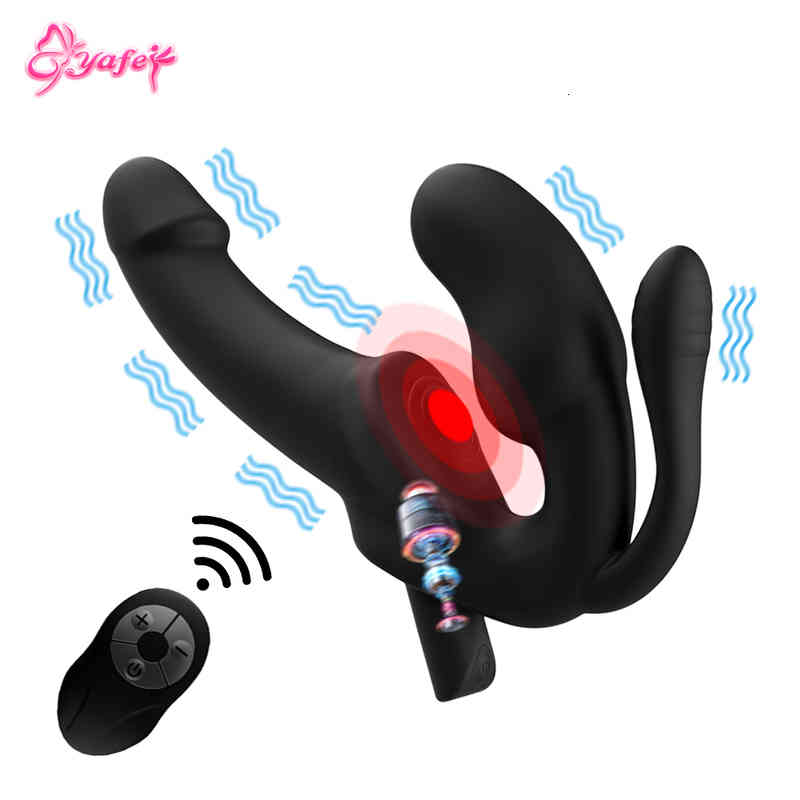 Massager Sex Toys Penis Cock Wireless Strapless Strapon Dildo Vibrator Female 10 Speeds Double Vib-image-794021819