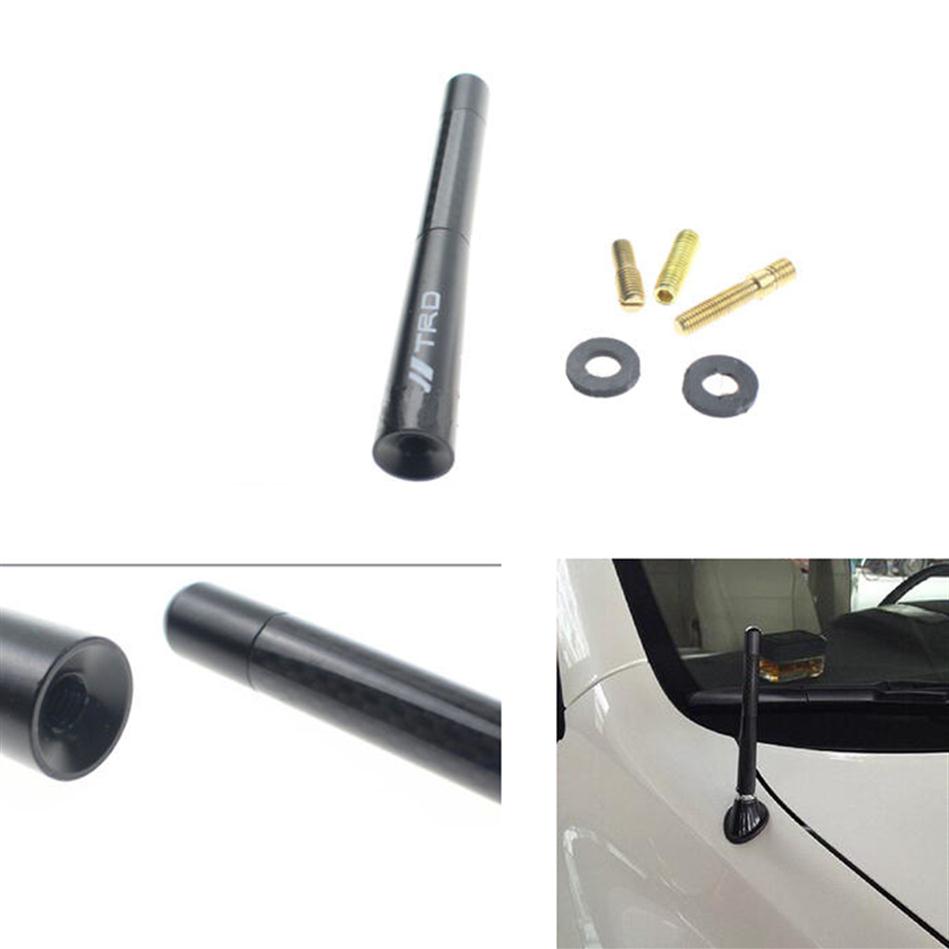 4 7inch Black Carbon Fiber TRD Car Aerial Radio Antenna w Screws Universal271M