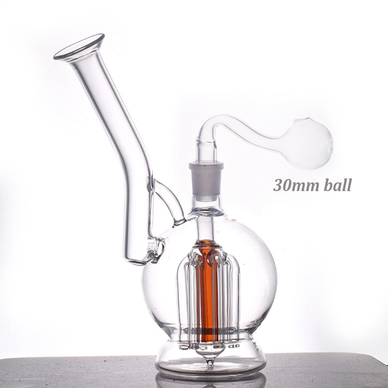 

1pcs Hookahs Glass Bongs 6 Arm Tree Perc Recycler Water Pipes Fab Egg Oil Rig Showerhead Percolator Dab Rigs with 30mm Ball 14mm Male Oil Burner Pipe