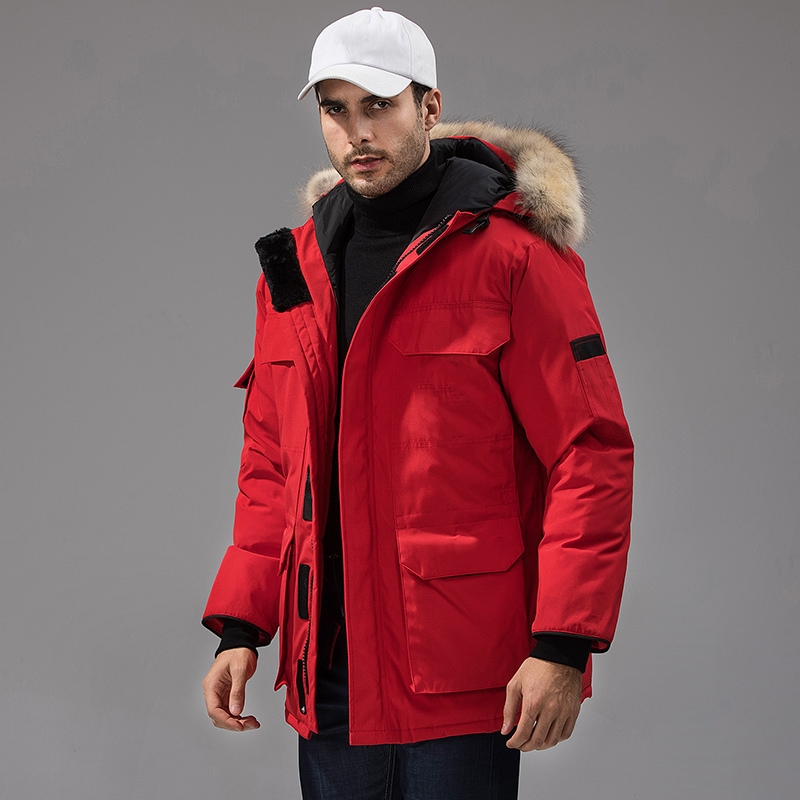 

Winter outdoor leisure sports canada down jacket womens vest windproof Men' Down Parkas cap warm real wolf fur Stylish Bomber Jackets Adventure Coat plus size, 17