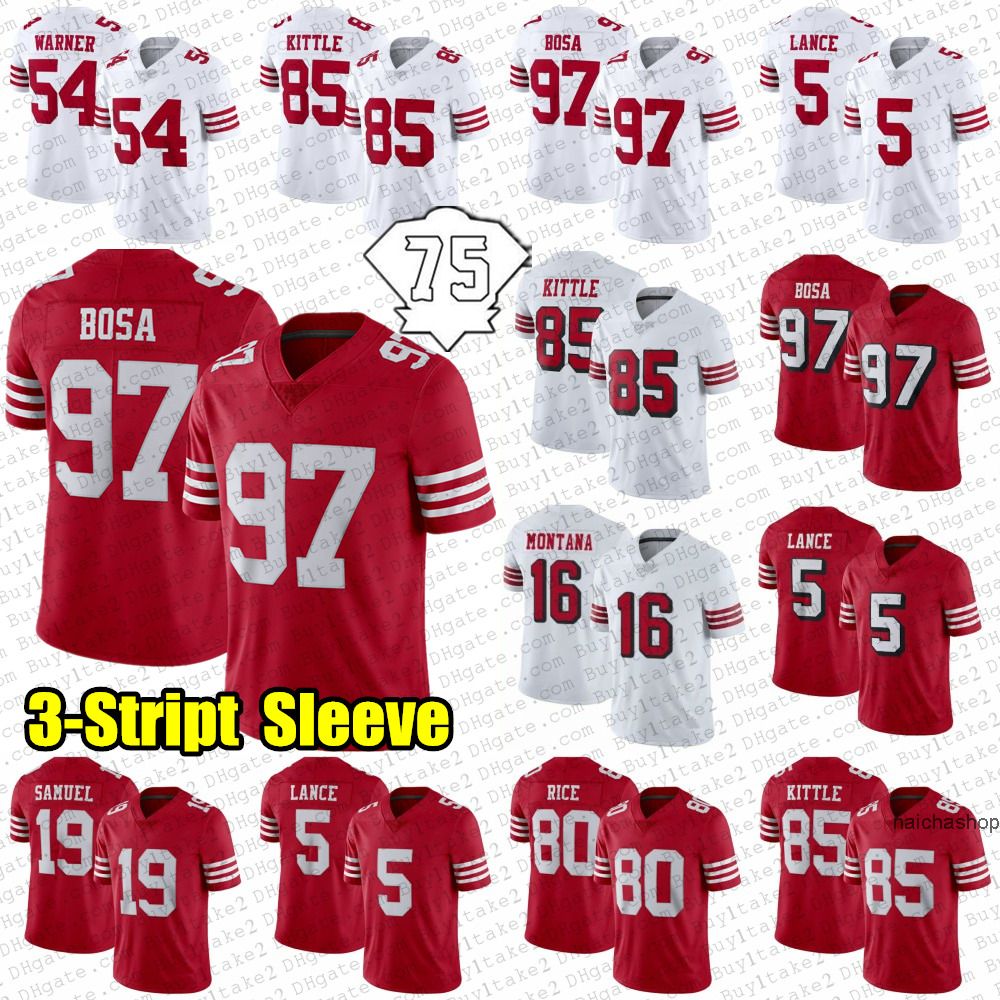 

97 Nick Bosa 85 George Kittle 5 Trey Lance 19 Deebo Samuel San''Francisco''49ers''Football Jerseys 54 Fred''nfl''Jersey, Mens