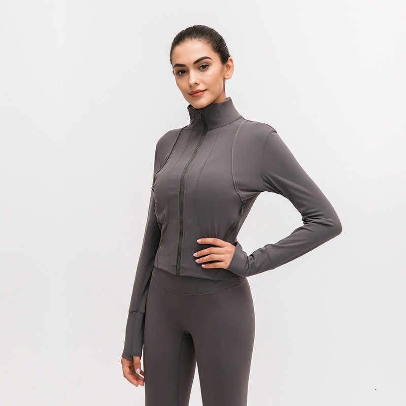 

NWT Front zipper Splice Running Jacket LU-91 Women Sport coat Long Sleeve Yoga Jacket Elastic Slim Yoga Top Women Sport Shirt, Turtle ash