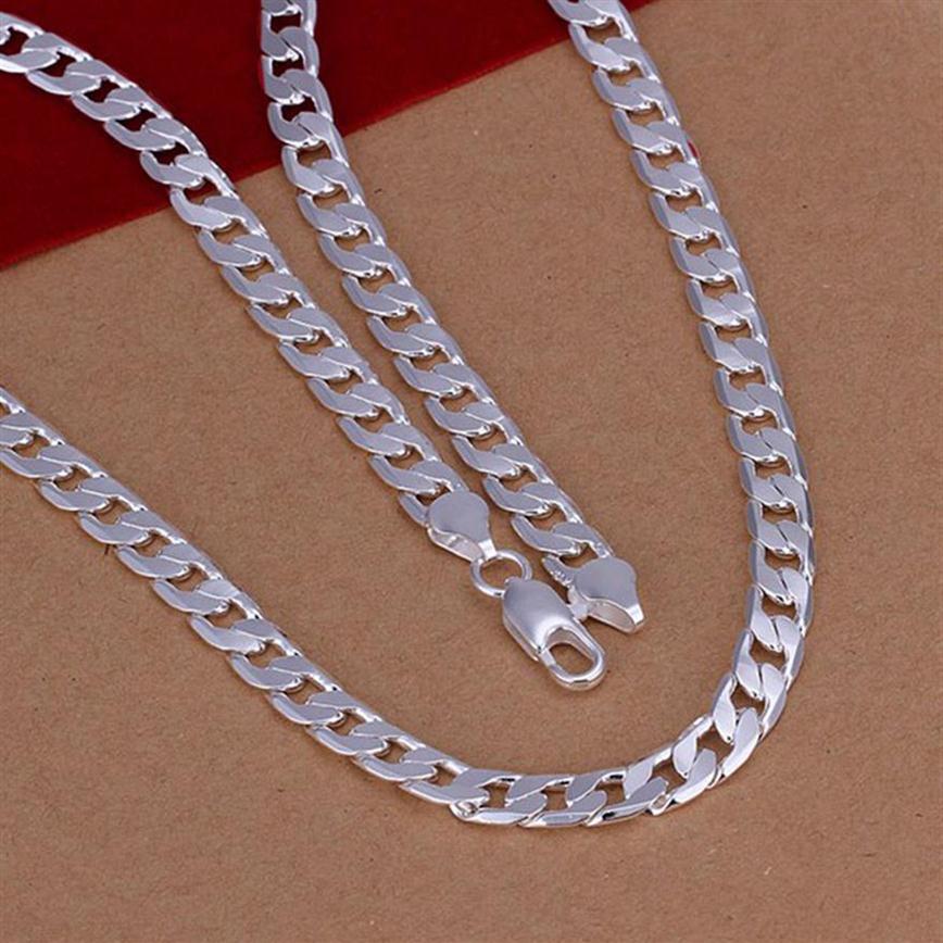

Fine 925 Sterling Silver Necklace XMAS New 925 Silver 6MM 16inch 18 -24Inch Curb Chain Necklace For Women Men Fashion Jewelry273h2254