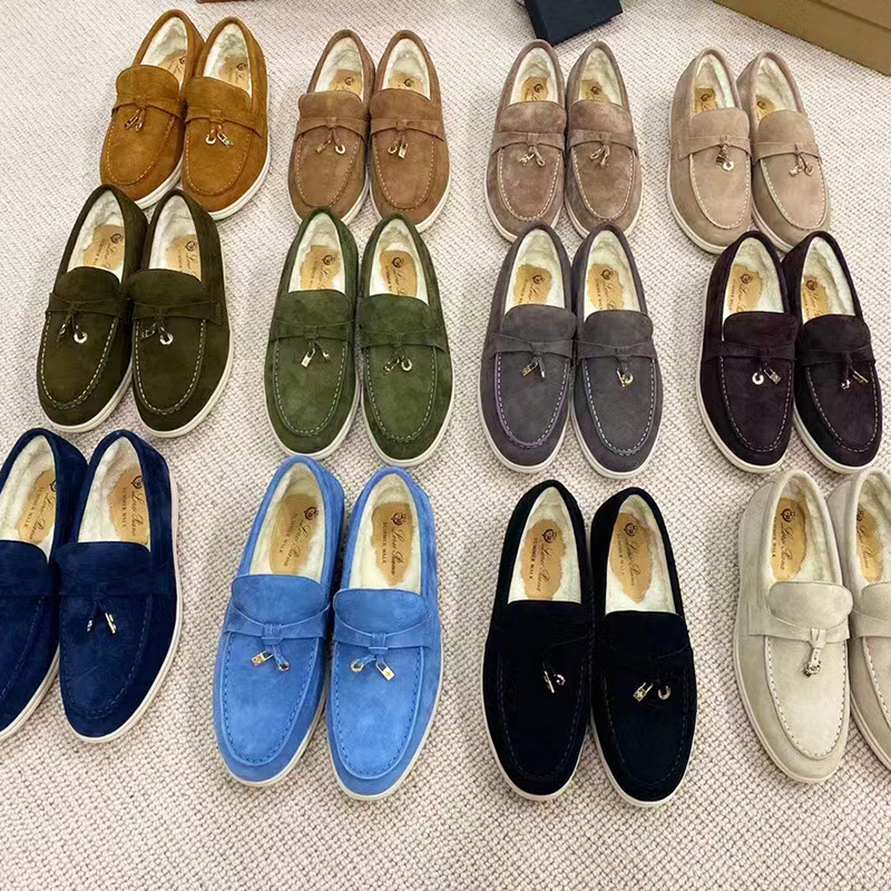 

Designer winter warm women's casual shoes fashion bow light and comfortable suede high-end bean shoes men's low top wool boots, 08