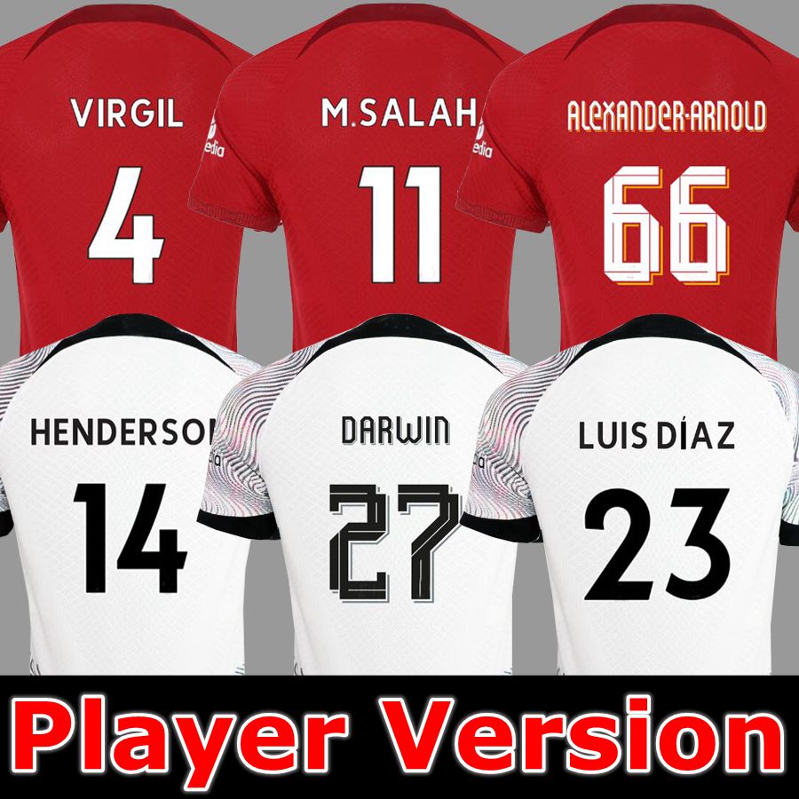 

Player Version 22 23 season home away RED DARWIN soccer jerseys 2022 2023 Mohamed Diogo Luis DIaz Alexander Arnold football shirts men, Philadelphia union