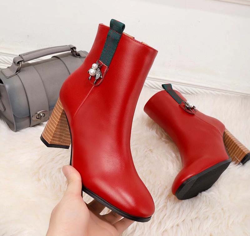 

Ladies brand-name boots leather fashion boots non-slip rubber soles uxurious and comfortable exquisite Spring Autumn Alligator 35-41, #28