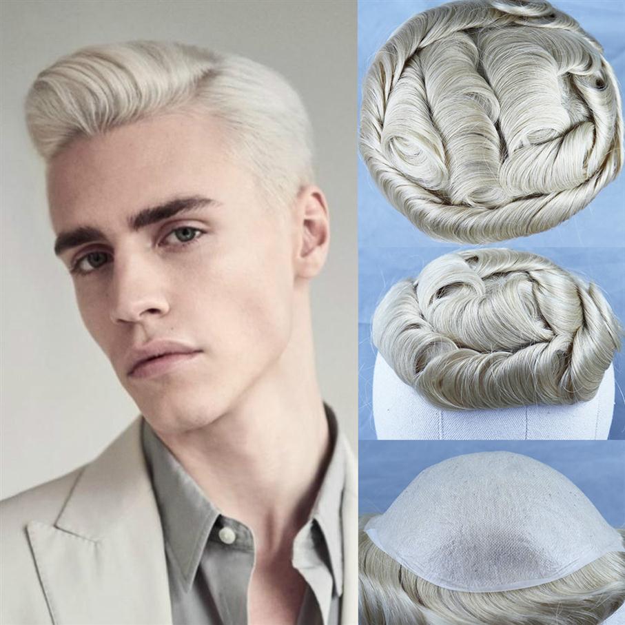 

Blonde Human Hair Toupee for Men Wig Remy Human Hair Replacement System 8x10 Thin PU Men's Toupee Curly 6 Inch Hair2483